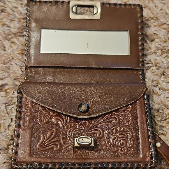 Vintage Tooled Leather Wallet Made in Mexico Horse Floral Western Cowgirl - Picture 7 of 12